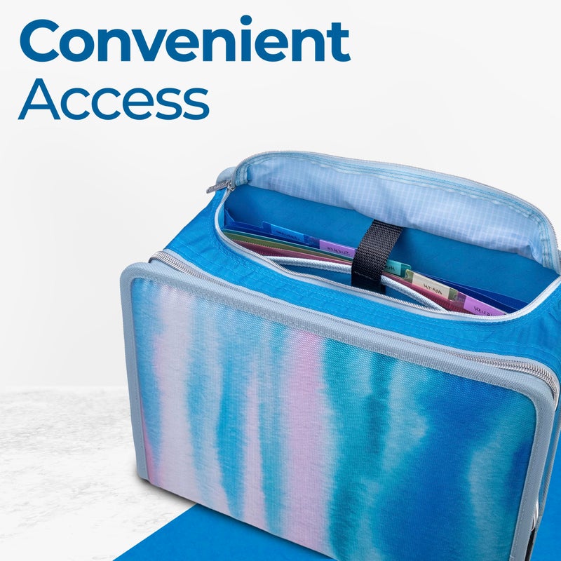 Case it Case-it Mighty Zip Tab School Zipper Binder | 3-Inch O-Rings, 600-Sheet Capacity, 5-Subject Expanding File Folder, Multiple Pockets & Storage Organizer, Shoulder Strap | D-146 Watercolor Sky - Image 3