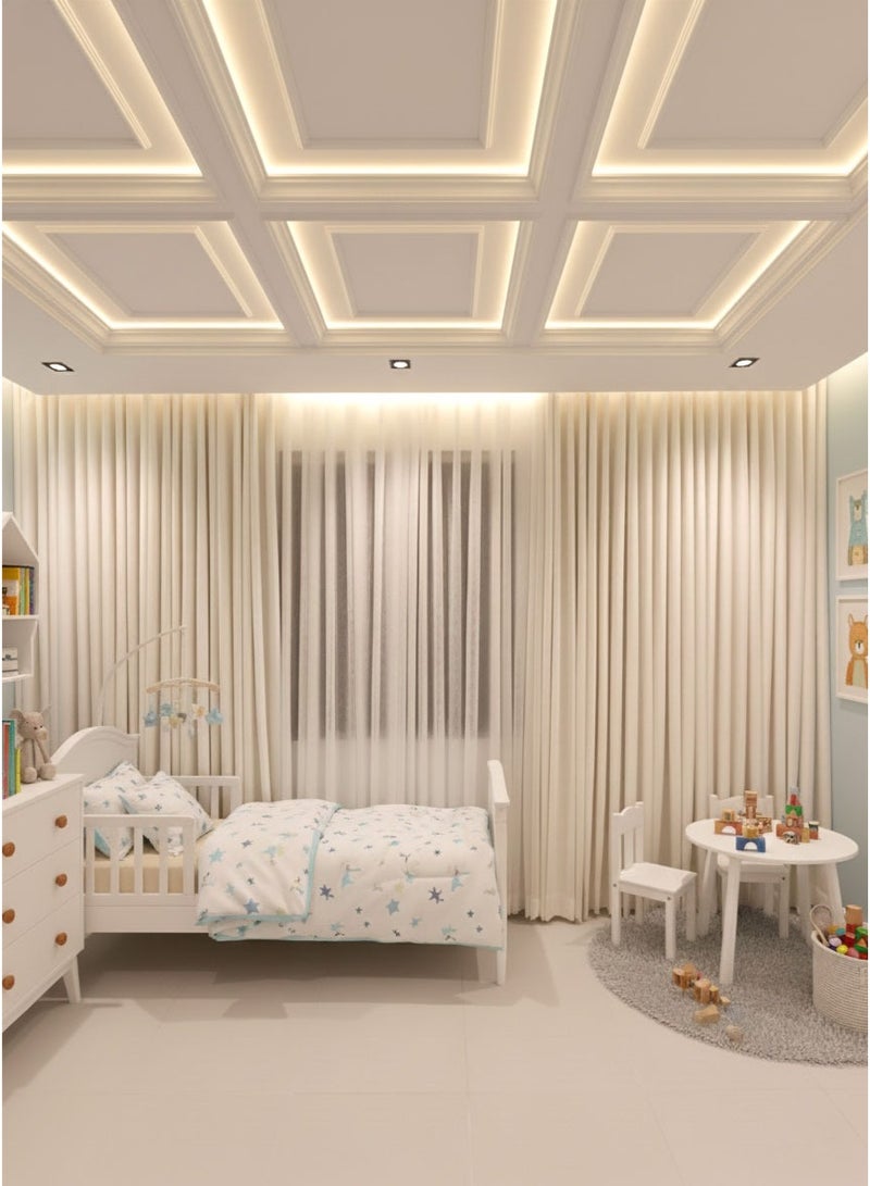 Elegant Off White wavy curtain, Various sizes length, includes tracks and accessories, featuring two layers — sheer chiffon and 100% blackout fabric for full light control and privacy. - Image 2