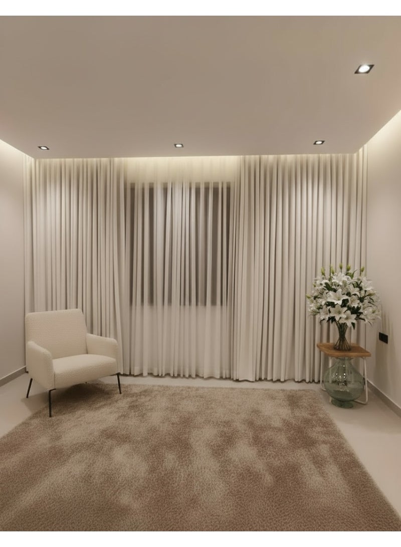 Elegant Off White wavy curtain, Various sizes length, includes tracks and accessories, featuring two layers — sheer chiffon and 100% blackout fabric for full light control and privacy. - Image 5