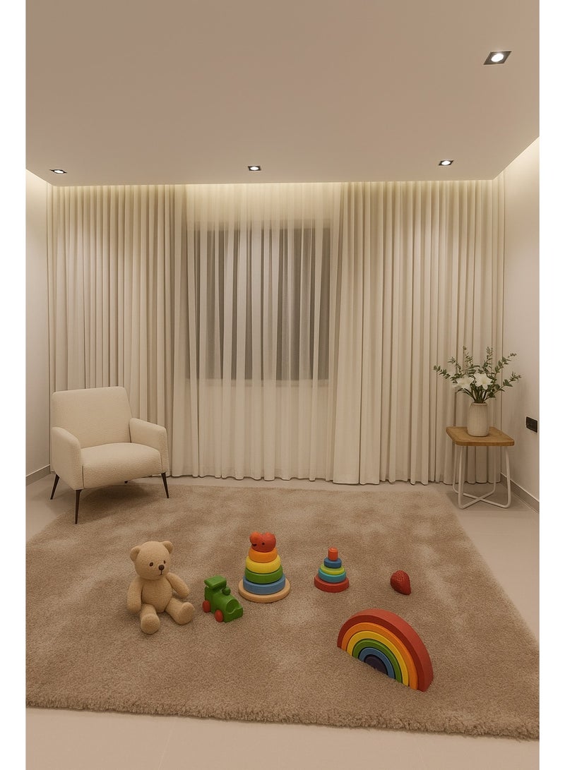 Elegant Off White wavy curtain, Various sizes length, includes tracks and accessories, featuring two layers — sheer chiffon and 100% blackout fabric for full light control and privacy. - Image 4