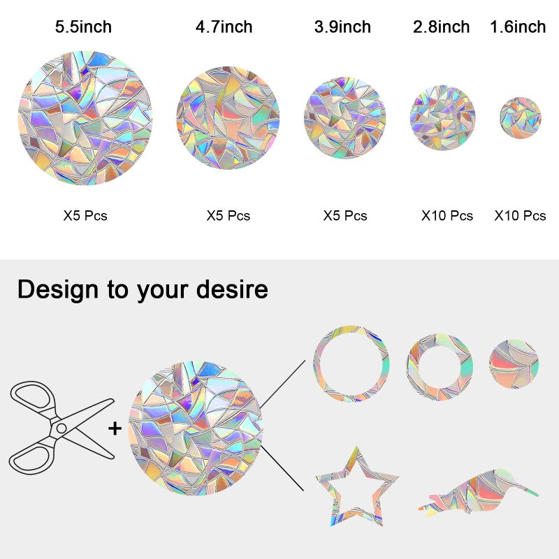 DELLAN Window Decals for Birds Strikes, DELLAN 35 Anti-Collision Bird Deflectors, Suncatcher Stickers Rainbow Window Clings for Glass Windows - Image 4