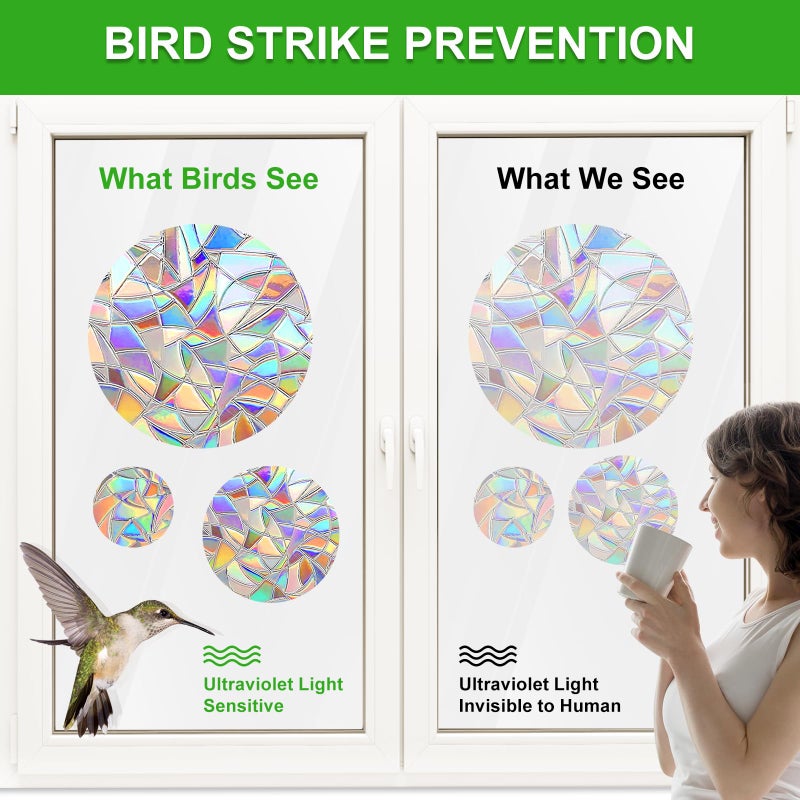 DELLAN Window Decals for Birds Strikes, DELLAN 35 Anti-Collision Bird Deflectors, Suncatcher Stickers Rainbow Window Clings for Glass Windows - Image 2