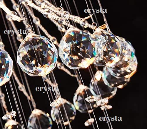 CRYSTA WORLD 4-Lights Modern Chandelier K9 Crystal Chandelier Light Fixture,Modern Flush Mount Ceiling Light Fixtures Raindrop Chandelier for Bedroom,Dining Room,Living Room,H18 x D12 - Image 5