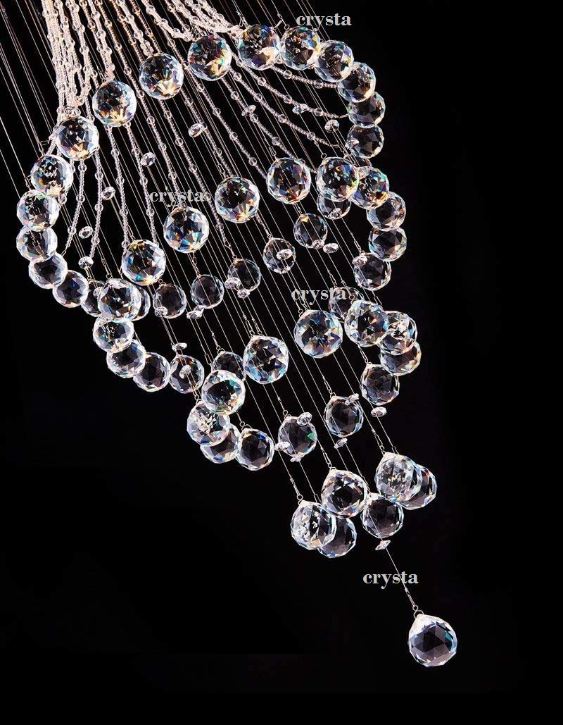 CRYSTA WORLD 4-Lights Modern Chandelier K9 Crystal Chandelier Light Fixture,Modern Flush Mount Ceiling Light Fixtures Raindrop Chandelier for Bedroom,Dining Room,Living Room,H18 x D12 - Image 3