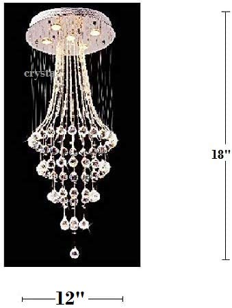 CRYSTA WORLD 4-Lights Modern Chandelier K9 Crystal Chandelier Light Fixture,Modern Flush Mount Ceiling Light Fixtures Raindrop Chandelier for Bedroom,Dining Room,Living Room,H18 x D12 - Image 2