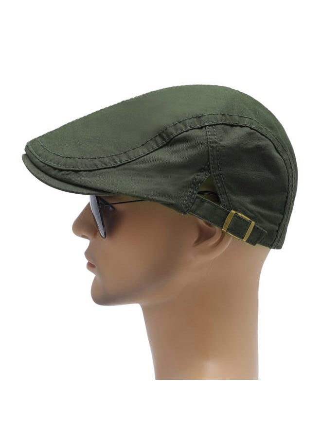 ZLYC Men Cotton Flat Cap Summer Scally Ivy Gatsby Newsboy Beret Driver Cabbie Hunting Hat (Side Buckle Army Green)  - Image 3