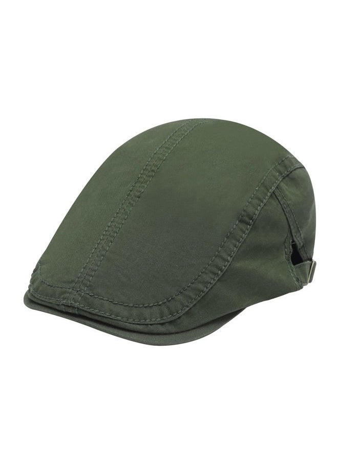 ZLYC Men Cotton Flat Cap Summer Scally Ivy Gatsby Newsboy Beret Driver Cabbie Hunting Hat (Side Buckle Army Green)  - Image 1