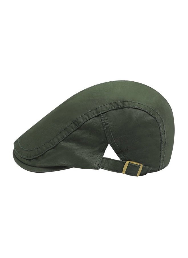 ZLYC Men Cotton Flat Cap Summer Scally Ivy Gatsby Newsboy Beret Driver Cabbie Hunting Hat (Side Buckle Army Green)  - Image 4