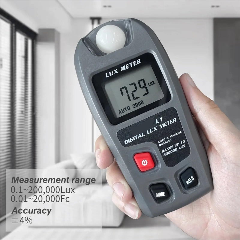 Digital Lux Meter Illuminometer 0200000 Lux FC LCD Pocket Light Tester Sensor Size 1 Color L1 - Image 3