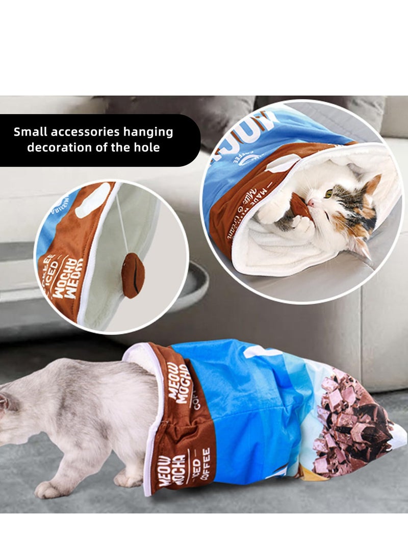 SYOSI Cat Sleeping Bag, 20 inches*16 inches Cute Cats Bed Large Pet Cave, Washable Self Warming Cat Bed Snuggle Sack Warm Indoor Cat Cave Bed Winter Pet Bed, for Puppy Rabbit Kitty - Image 3