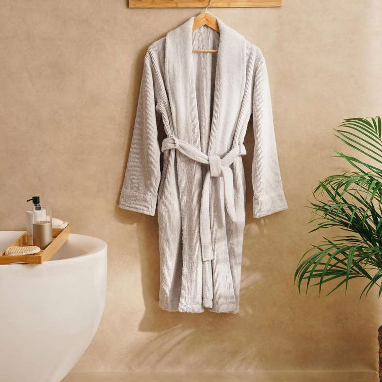 Pan Home Microcotton Bathrobe for Women - Silver Mist