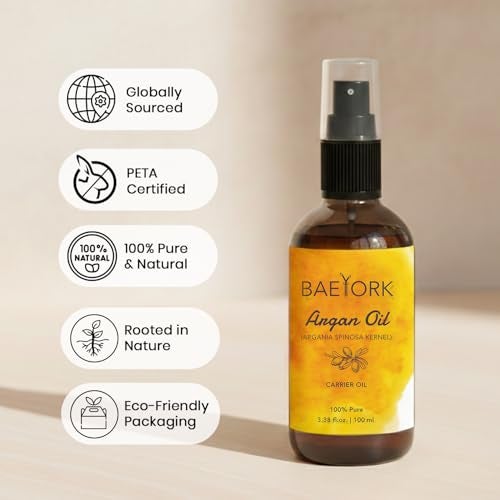BAEYORK 100% Pure Moroccan Argan Oil | 100 ML | Pure, Natural & Cold Pressed | PETA Certified Cruelty-Free | Lightweight, Non-Greasy & Luxurious Oil | Ideal for all Hair, Face, Skin & Body Types - Image 5