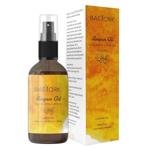 BAEYORK 100% Pure Moroccan Argan Oil | 100 ML | Pure, Natural & Cold Pressed | PETA Certified Cruelty-Free | Lightweight, Non-Greasy & Luxurious Oil | Ideal for all Hair, Face, Skin & Body Types - Image 1
