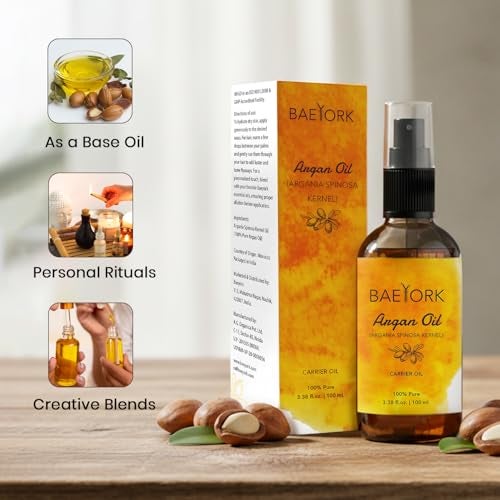 BAEYORK 100% Pure Moroccan Argan Oil | 100 ML | Pure, Natural & Cold Pressed | PETA Certified Cruelty-Free | Lightweight, Non-Greasy & Luxurious Oil | Ideal for all Hair, Face, Skin & Body Types - Image 3