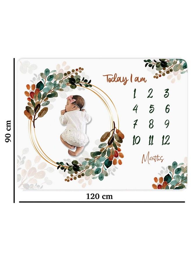 Custom Catch Monthly Milestone Blanket ; 1 To 12 Months ; Best For Newborn Boy & Girl Multicolor Cotton Skin Friendly - Image 3