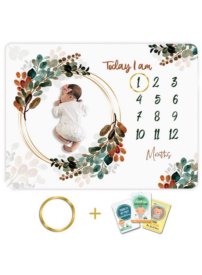 Custom Catch Monthly Milestone Blanket ; 1 To 12 Months ; Best For Newborn Boy & Girl Multicolor Cotton Skin Friendly - Image 2