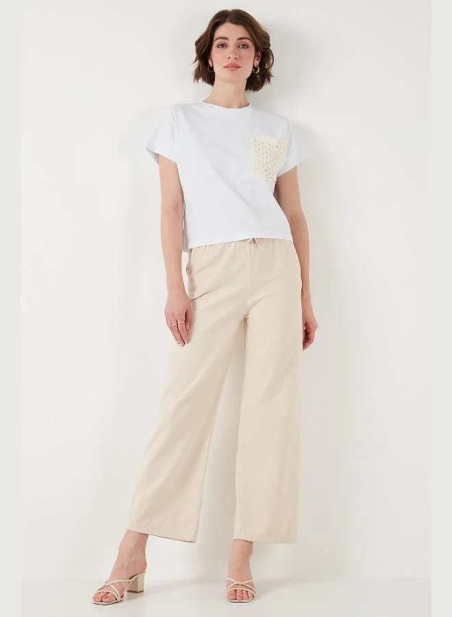 Lela Lela Cotton Relaxed Fit High Waist Wide Leg Trousers Women's Pants 668YP5118