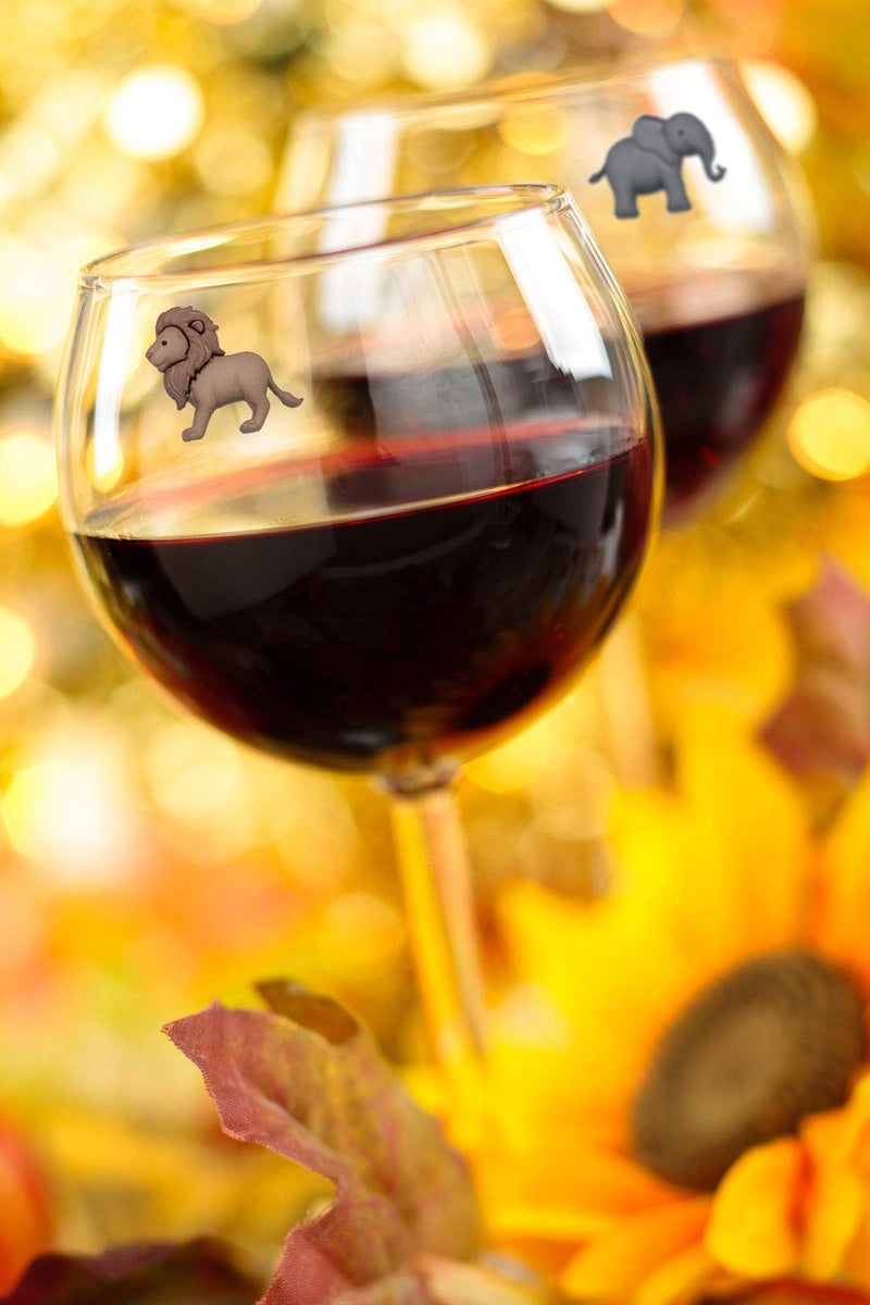 Simply Charmed Animal Wine Charms Set of 6 Safari Jungle Themed Magnetic Wine Glass Drink Markers - Image 2