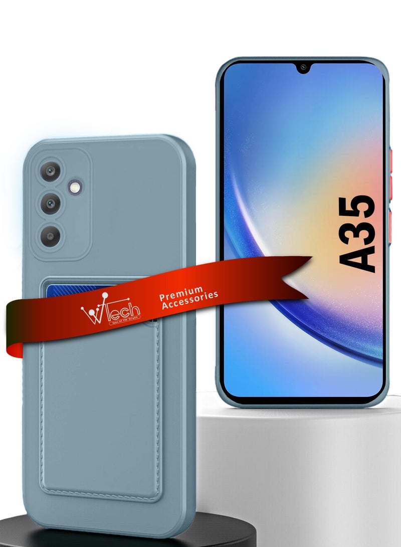 Wtech Silicone TPU With Card Holder Case Cover For Samsung Galaxy A35 5G 2024 Grey - Image 1