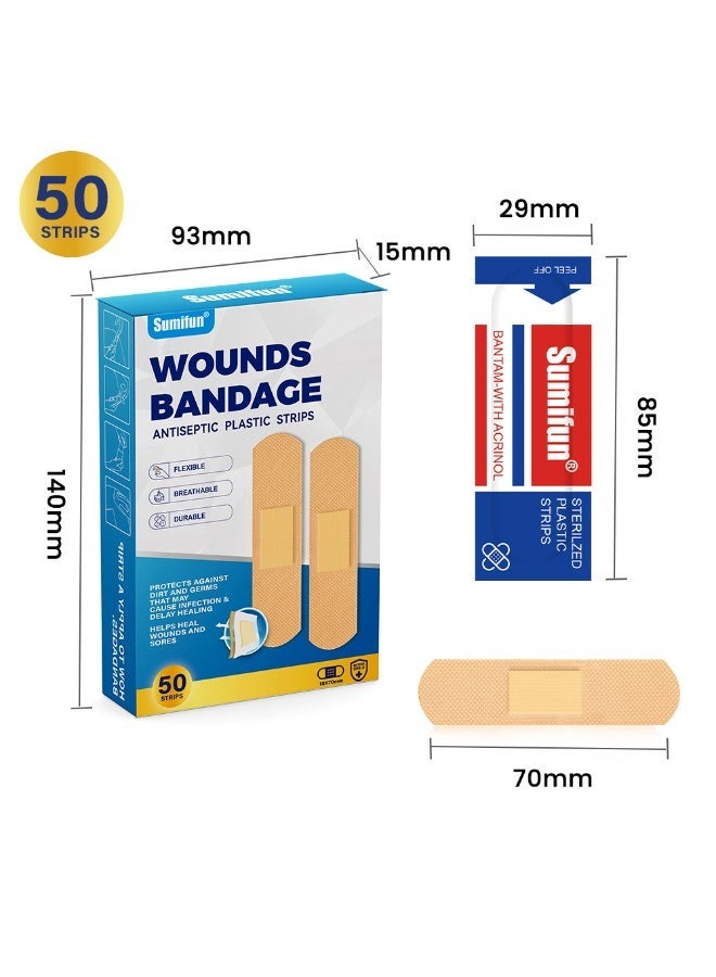Sumifun 50Pcs disposable band-aid-used for first aid and wound care products, breathable protection helps prevent wound infection-home band-aid. - Image 1