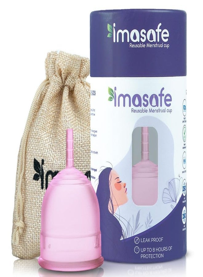 Imasafe Reusable Menstrual Cup for Women with Stem for Easy Removal for Rash-free Periods | 8 Hours of Leaks-Free Comfort | 100% Biocompatible Medical-Grade Silicone Cups -U Shape (Medium Size) - Image 1