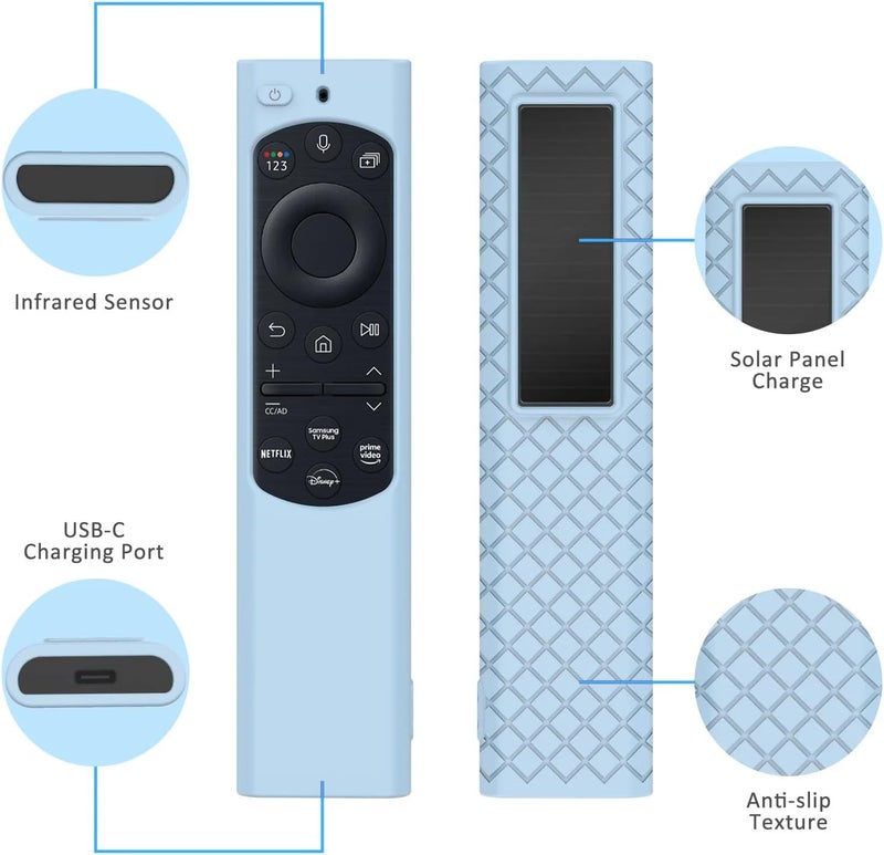 Raya Silicon Protective Case Cover Compatible with Samsung Smart TV Remote Control 2022-2025 TM2280E QLED TV BN68-13897A [Remote NOT Included] (Sky Blue) - Image 2