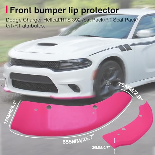HTRACING Front Bumper Lip Splitter Protector Compatible with Charger SRT Hellcat/SRT 392/Scat Pack/RT Scat Pack/GT/RT 2015-2023, Pink - Image 3