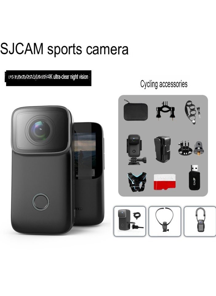 SJCAM C200 Mini Action Camera, 4k Pocket Camera With Stabilization, Handheld And Wearable Sports Camera, Outdoor Camera For Underwater Sports, Bicycle, Vlogging, (1pc, C200 Black Package)  - Image 1