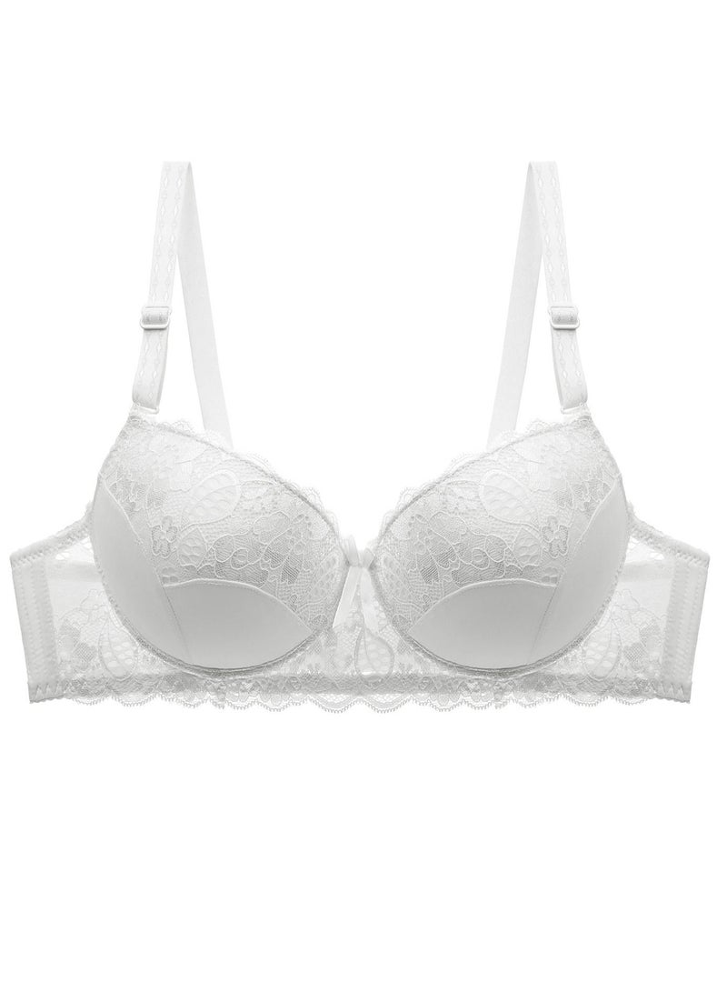 Solid Color Thin Cup C D Cup Lace Bra Women's Underwear White