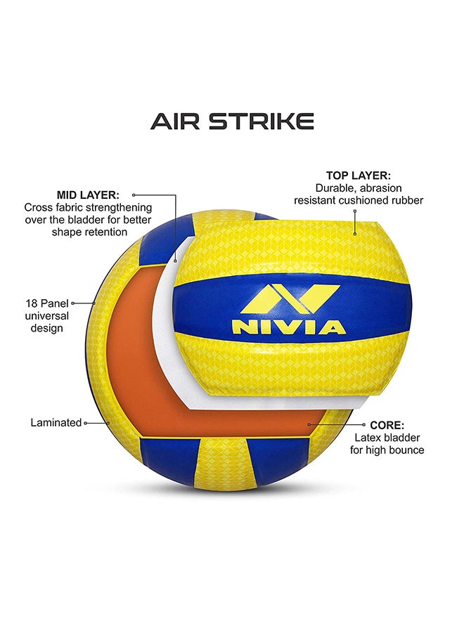Airstrike PU Volleyball for Unisex | Size: 4 | Latex Bladder | Panels 18 | Ideal for Training/Match |Machine Stitched | Abrasion Resistant Cushion Rubber