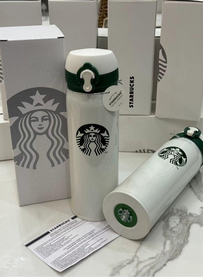 Starbucks زجاجة معزولة من الفولاذ المقاوم للصدأ 304 الكلاسيكية، سعة 500 مل، احتفاظ حراري لمدة 24 ساعة