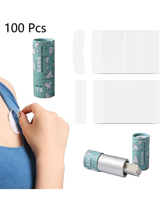 Generic 100 Pcs Double Sided Tapes for Clothes,Self-Adhesive Fashion Tape Clothing Tape for Women,Strong and Transparent Body Tape for All Skin,Invisible Hem Tape Ladies Fabric Tape Bra Dress Tapes - Image 1