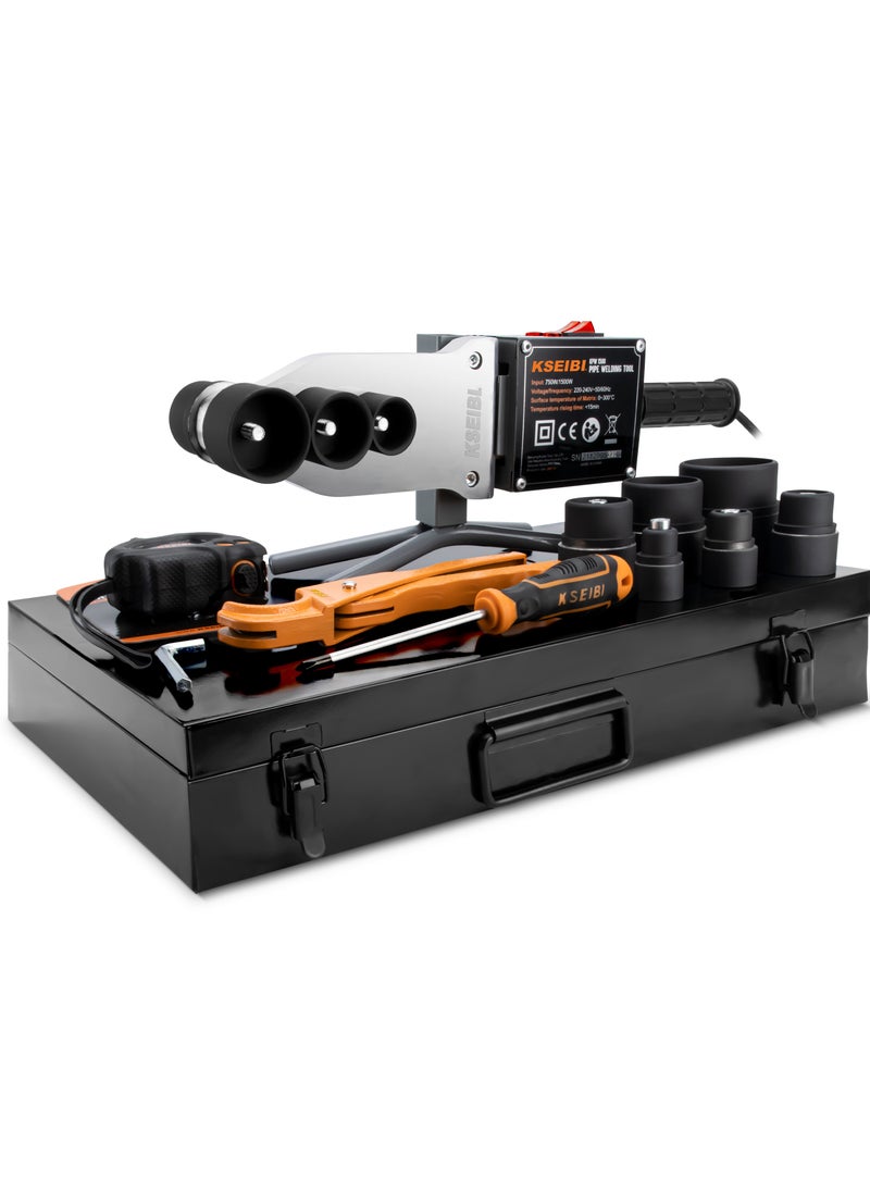 KSEIBI Pipe Welding Tool 750/1500W with 20/25/32/40/50/63mm in Die Head, Electric Fusion Welder - PVC Pipe Heater. Heating Plate Aluminum, Pipe Fabrication, Repair, Plumbing Installations.  - Image 1