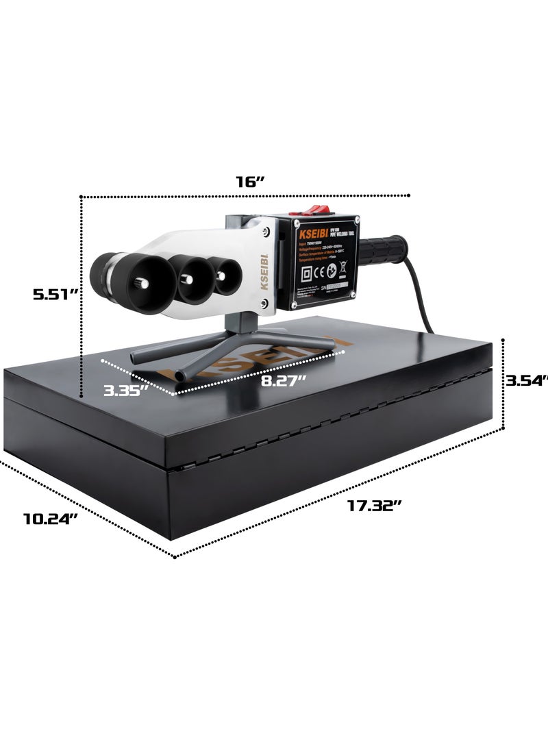 KSEIBI Pipe Welding Tool 750/1500W with 20/25/32/40/50/63mm in Die Head, Electric Fusion Welder - PVC Pipe Heater. Heating Plate Aluminum, Pipe Fabrication, Repair, Plumbing Installations.  - Image 5