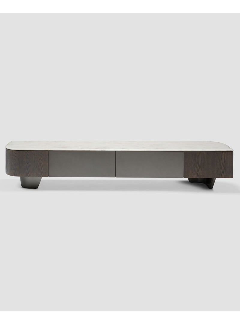 AL HUZAIFA FURNITURE Oxford 4 Drawers TV Stand, Natural Ionia Marble Top  - Image 1