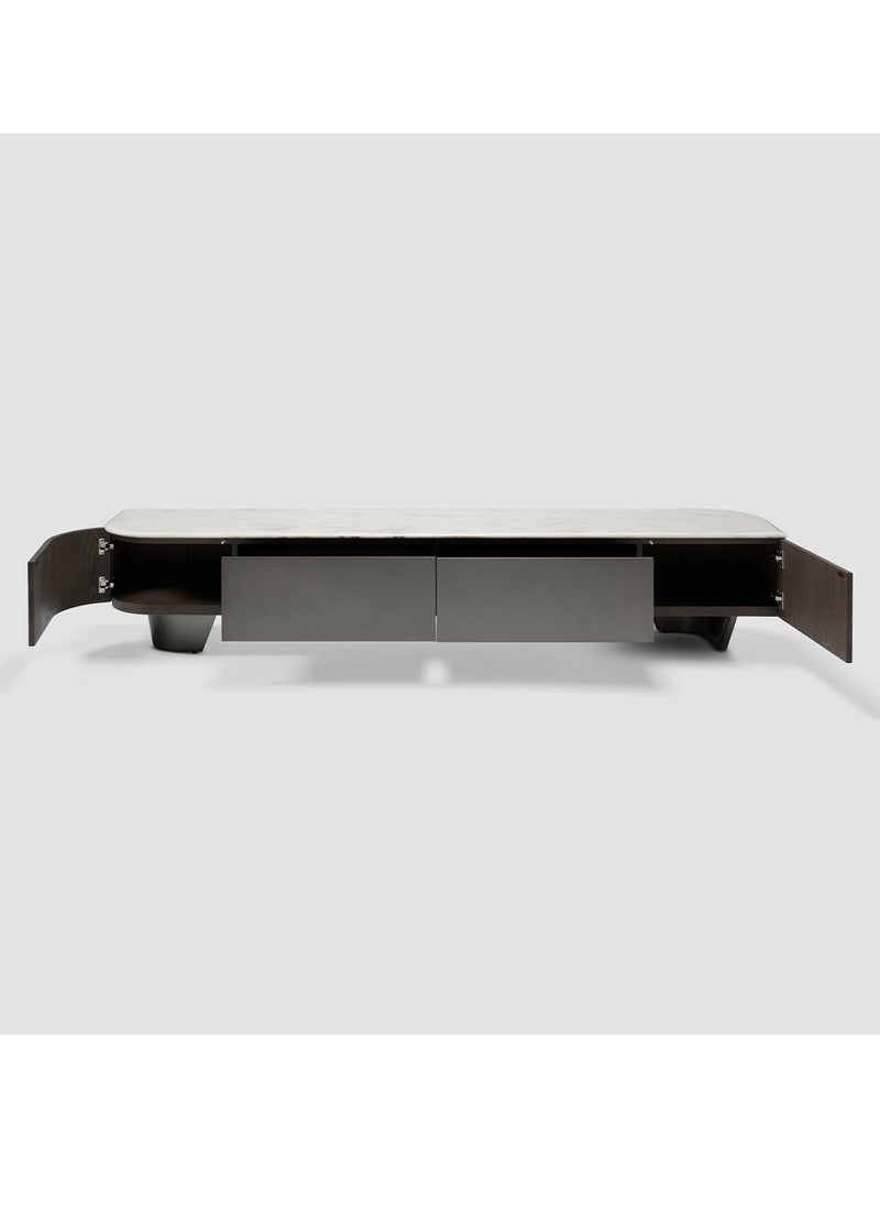 AL HUZAIFA FURNITURE Oxford 4 Drawers TV Stand, Natural Ionia Marble Top  - Image 2