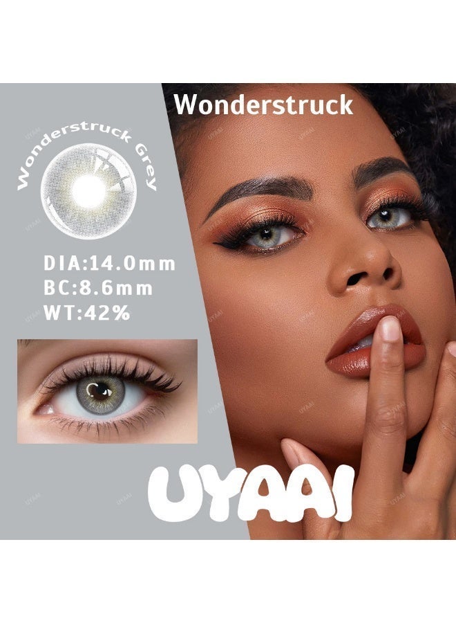 يواي عدسات لاصقة ملونة رمادية ماركة UYAAI قابلة للاستخدام لمدة سنة، عدسات تجميلية مناسبة للجنسين، عدسات فاشن قوية المبيعات، مع وعاء تحضير - Image 4