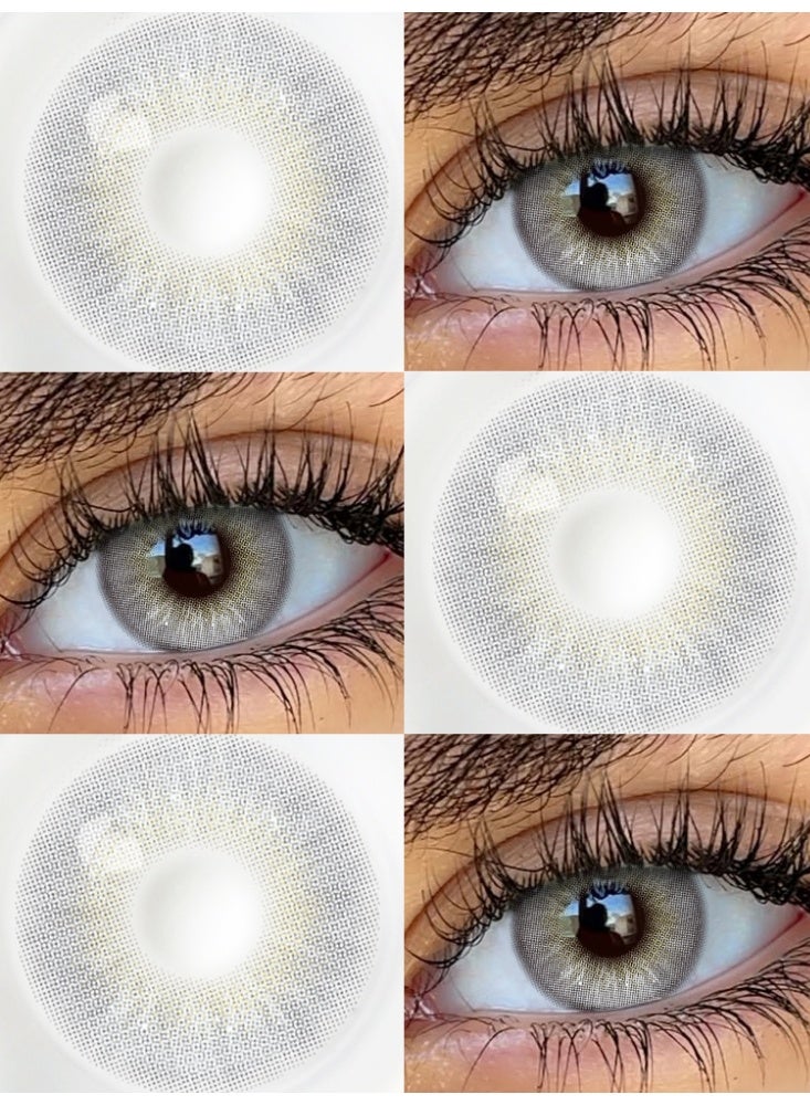 يواي عدسات لاصقة ملونة رمادية ماركة UYAAI قابلة للاستخدام لمدة سنة، عدسات تجميلية مناسبة للجنسين، عدسات فاشن قوية المبيعات، مع وعاء تحضير - Image 2