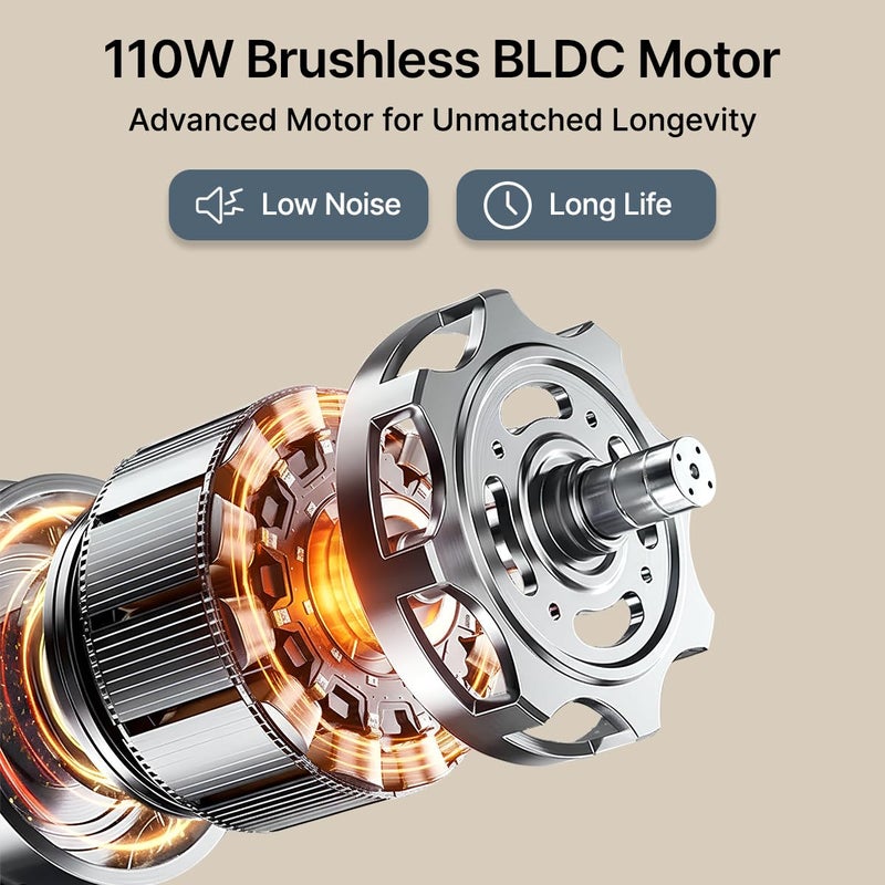 PTron مكنسة كهربائية محمولة بدون سلك NeoVac X2 بقوة شفط 18kPA 110W مع منفاخ، محرك BLDC صامت، فلتر HEPA، مدمجة وخفيفة الوزن، قابلة لإعادة الشحن، ملحقات متعددة - Image 3