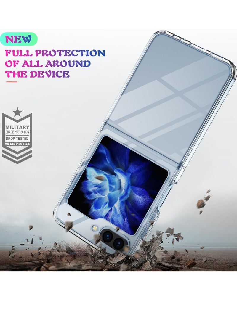 MUNTAQI CASE FOR SAMSUNG GALAXY Z FLIP 5 | CLEAR TRANSPARENT SLIM THIN PREMIUM HARD CRYSTAL SHOCKPROOF PROTECTIVE COVER - Image 2