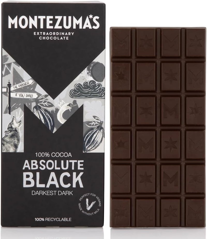 Montezuma's Absolute Black 100% Cocoa Dark Chocolate Bar - 90g - Image 1