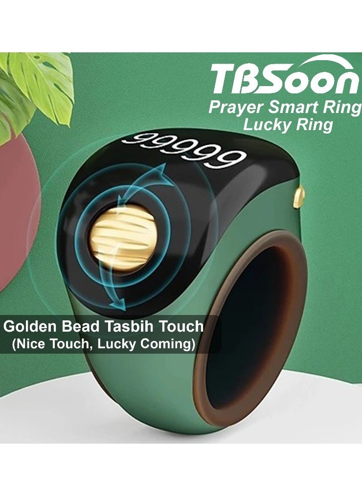 Generic Golden Bead Prayer Smart Ring, Lucky Ring, Tasbih Ring, Large Battery, Large OLED Display, Prayer Counting Ring, Fashionable, Cool, Perfect for Daily Wear and Gift Giving, Man and Women Samrt Ring, TBSoon iQIBLA Zikr Ring  - Image 2