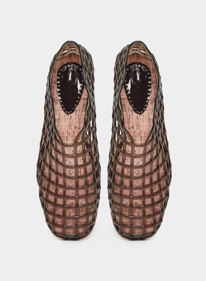 Styli Black Textured Jelly Ballet Flat Shoes - Image 5