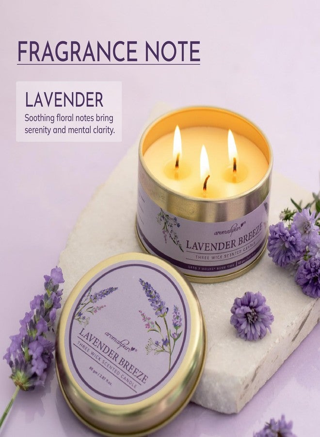 Aromahpure Lavender 3 Wick Candle in Container with Lid | 85g | Burn Time 7 Hours | Scented Candle | Relaxing Aromatherapy Candles for Home Décor, Gifting, Bedroom & Spa - Image 2