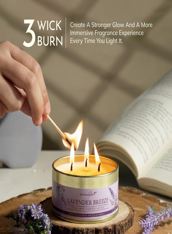 Aromahpure Lavender 3 Wick Candle in Container with Lid | 85g | Burn Time 7 Hours | Scented Candle | Relaxing Aromatherapy Candles for Home Décor, Gifting, Bedroom & Spa - Image 3