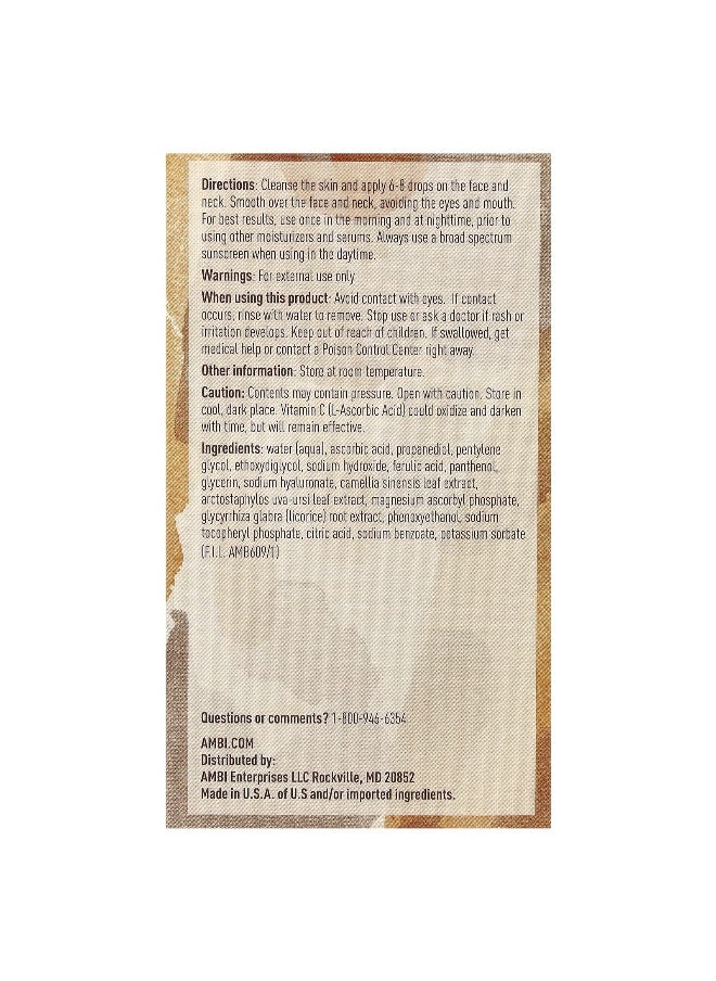 ambi AMBI, Even & Clear®, 20% Vitamin C Glow Serum, 1 fl oz (30 ml)  - Image 3
