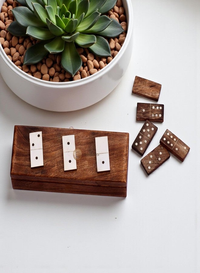 Timber Revival Co Hand-Crafted Mango Wood Domino Box with Dominoes, Toys and Board Games for Kids & Adult Size 8x2.75x1.75 Inches - Image 4