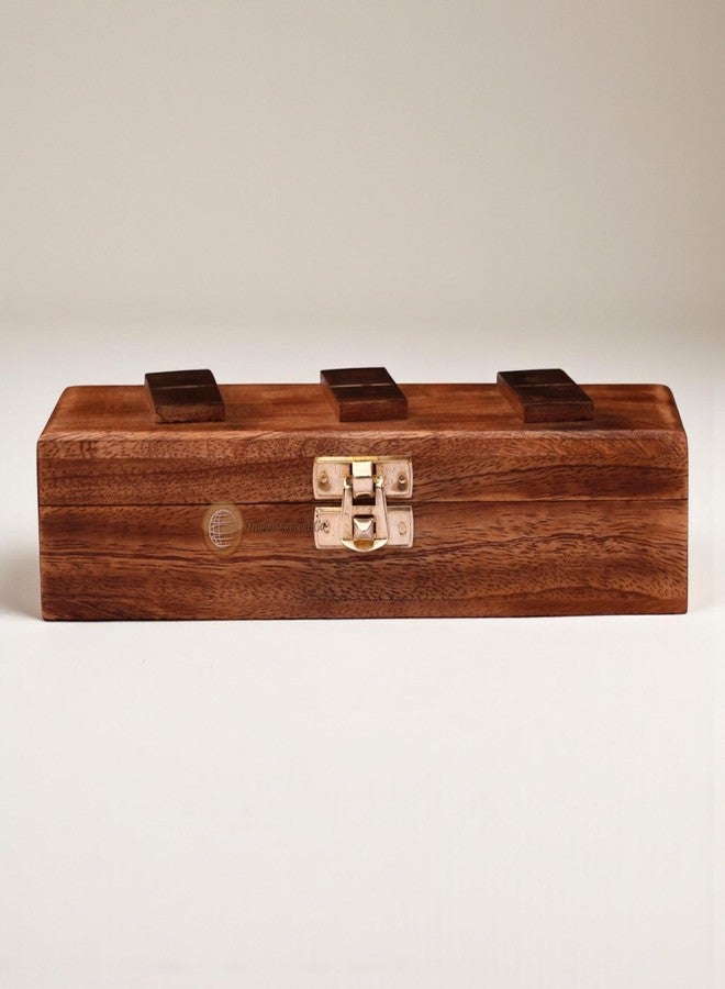 Timber Revival Co Hand-Crafted Mango Wood Domino Box with Dominoes, Toys and Board Games for Kids & Adult Size 8x2.75x1.75 Inches - Image 2