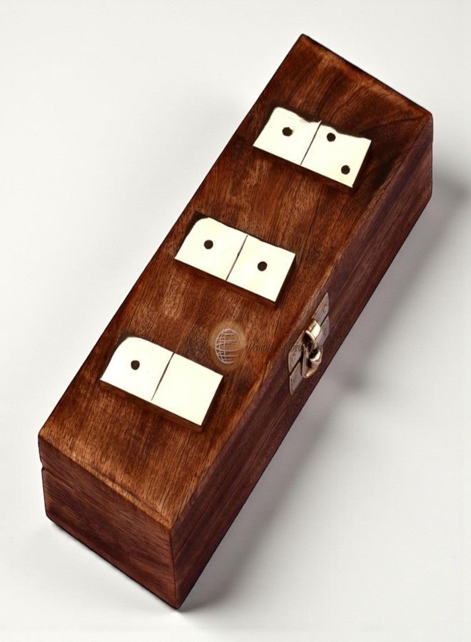 Timber Revival Co Hand-Crafted Mango Wood Domino Box with Dominoes, Toys and Board Games for Kids & Adult Size 8x2.75x1.75 Inches - Image 3