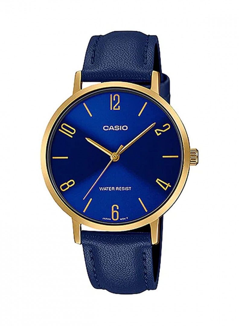 كاسيو ساعة انالوج للنساء من كاسيو LTP-VT01GL-2BUDF - سوار جلد، ازرق وذهبي - ازرق - Image 1